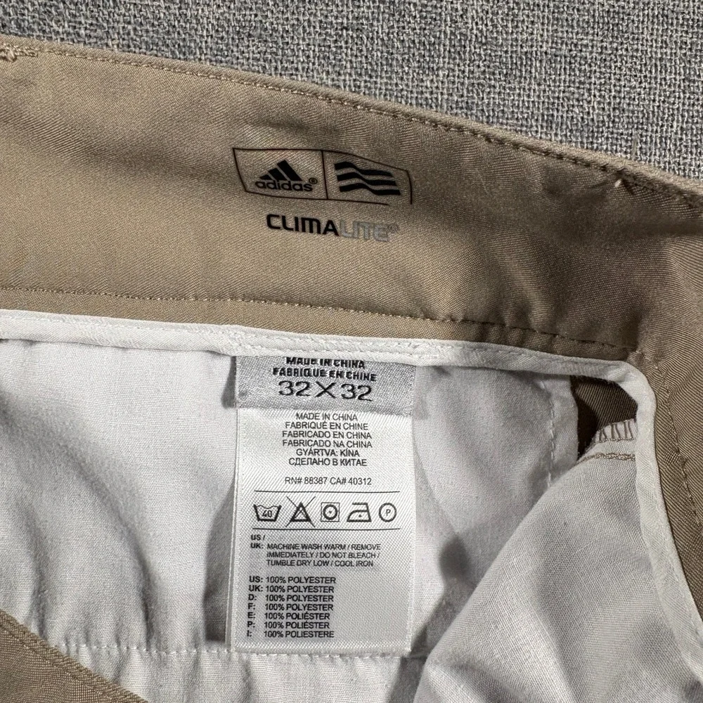 Adidas Golf‎ Pants Mens 32x32 Tan Khaki Climalite Flat Front Performance Chinos